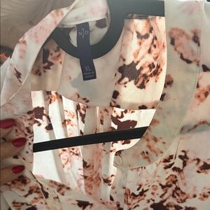 Abstract Marble Print Long Sleeve Blouse